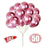 HoveBeaty Pink Balloons Chrome Shiny Metallic Latex 12 Inch Thicken Balloons 50 Pack for Wedding Party Baby Shower Christmas Birthday Carnival Party Decoration Supplies