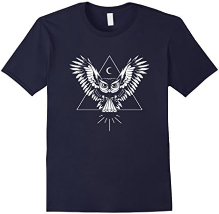 Men's Owl Pyramid Secret Illuminati Owl Tattoo Style T-Shirt XL Navy