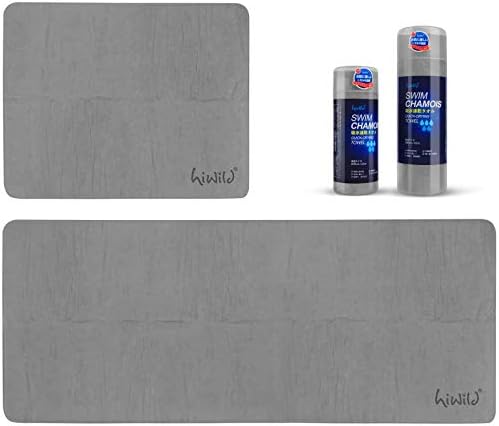 Hiwild スイムタオル セームタオル 2枚セット 33x85cm 32x43cm 冷感 熱中症対策 超吸水 水泳 プール 抗菌加工 速乾タオル 超やわらか コンパクト お風呂 スポーツに最適 グレー ブルー ピンクの三色選択可