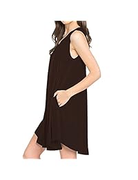 Vestido tipo camiseta TINYHI para mujer, con cuello en "V" sin mangas, informal, holgado