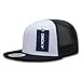 DECKY 6 Panel Flat Bill Trucker Caps, Black/White