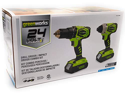 Greenworks CK24B220 24V Lithium MAX Drill Driver / Impact Driver Combo Kit