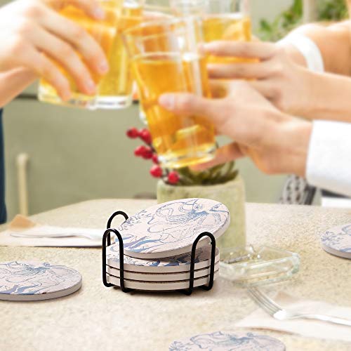 image for Lifver Absorbent Stone Coasters With Holder, Coasters for Drinks and C