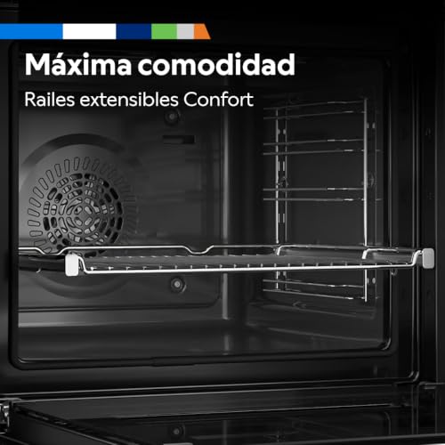 - Horno multifunción, 60 cm, Pirólisis y Aqualisis, Control Comfort, 10 recetas, Cristal Negro, 3HB4841X3
