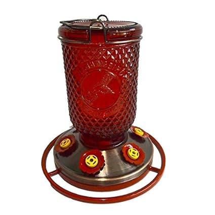 Yard Garden Outdoor Living Hanging Glass Hummingbird Feeder Red
