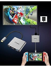 INTPW   Adaptador USB C a HDMI 4K para MacBook Pro, Nintendo Switch HDMI con puerto USB 3.0, puerto de carga tipo C PD compatible con MacBook Air 2018 Chromebook Pixel Dell XPS13, color gris
