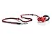 Rope Hand Leash With Stretch Handle for Dogs and Pets - 5' Red & Black Braided Polyester with Bonus Poop Bag Dispenser - by WPS