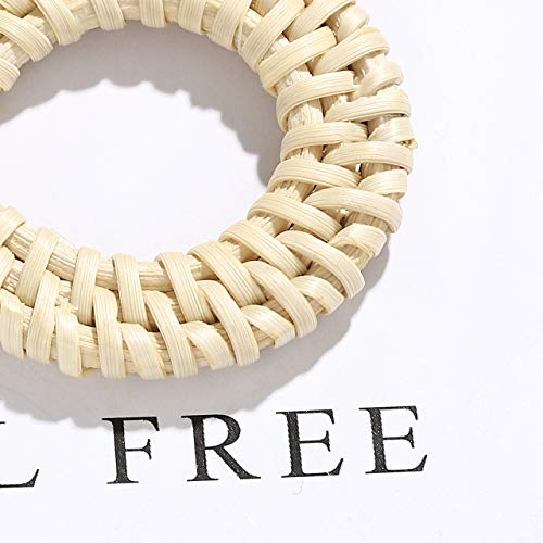 YAHPERN LPON Rattan Earrings for Women Girls Handmade Lightweight Wicker Straw Stud Earrings Statement Weaving Braid Drop Dangle Earring (Hoop) - Thumbnail 6