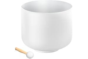 VEVOR Crystal Singing Bowl, 8-inch F Note Heart Chakra Singing Bowl, Frosted Quartz with Rubber Mallet and O-Ring, Perfect for Meditation, Yoga, Sound Baths, Sound Healing