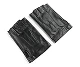 Ambesi Women's Traditional Half Finger Nappa Leahter Driving Gloves Black M