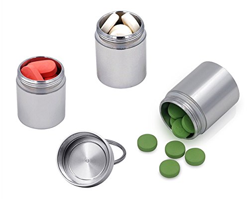 Ace Select Pill Organizer Box, 3 Compartments Aluminum Alloy Waterproof Keychain Medicine Containers for Outdoor Travel Camping, Pill Case for Purse or Pocket