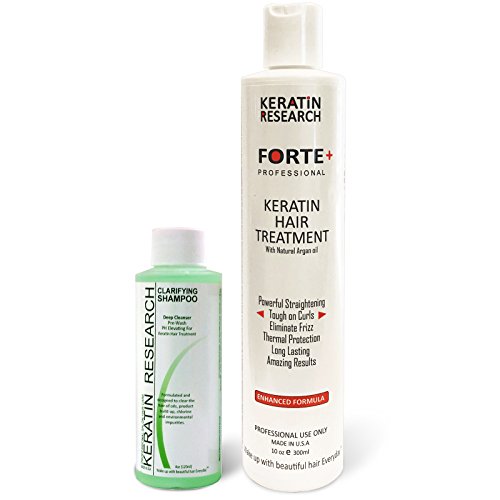 Keratina Forte Brasilera por 300ml Con ChampÃº Clarificante, Tratamiento Que Alisa El Cabello Ahora Con Una Fuerza Extra, FÃ³rmula Mejorada Que Repara El Cabello, por Keratin Research