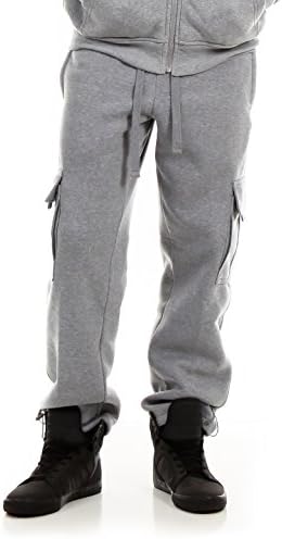 Royal Blue Men's Cotton Sweatpant Cargo Joggers (Heather Grey, 2X-Large)