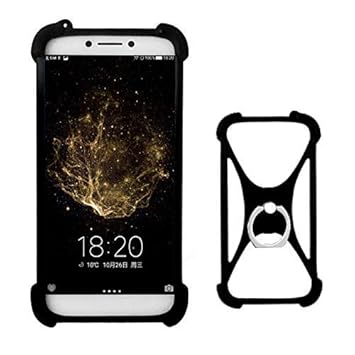 Lankashi Schwarz Silikon Schutz Tasche Hülle Case Ring Halter Ständ Cover Etui Handyhülle Handytasche Für Nokia 6.1 2018 3.1 