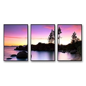 3 Piece Framed Canvas Wall Art for Living Room, Bedroom Lake Tahoe Canvas Prints for Modern Home Decoration Ready to Hang - 16"x24"x3 Panels