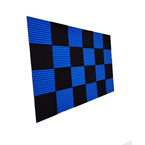 96 Pack Black/Blue Acoustic Panels Studio Foam Wedges 1" X 12" X 12" Sound-proofing,Sound Absorption (96PACK, Black&Blue) - Thumbnail 3