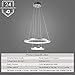 CHYING Modern LED Pendant Light with Acrylic Shade 2-Ring 30W Cool White 6500K Ceiling Light 2400LM Chandelier Adjustable Hanging Light Fixture for Kitchen Island Living Dining Room Restaurant