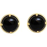 Gempires Natural Round Stud Earrings For Women Trendy Fashion Jewelry Hypoallergenic Gold Plated Dainty Post Earrings Everyday Wear