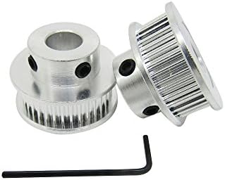 Orish 2 Pcs Aluminum GT2 36T Timing Belt Pulley 6.35mm Bore for RepRap 3D Printer