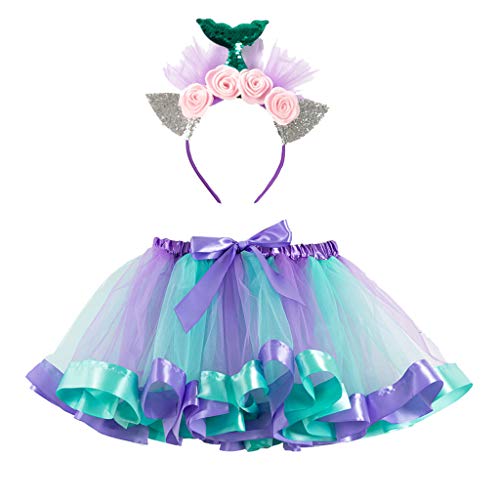 Tomppy Toddler Girls Tutu Skirts Kids Party Dance Ballet Costume Tulle Skirts + Headband Clothes Outfits Set Green