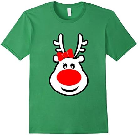 Men's Reindeer Tee: Cute Red Nose Reindeer T-Shirt Medium Grass
