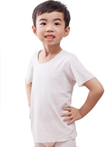 Boys Crew Neck Short Sleeve Undershirts Free-Cut Cotton Tee Shirts