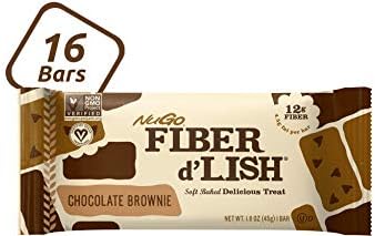 Nugo Fiber DLish Chocolate Brownie 12g High Fiber Vegan 140 Calories 16 Count