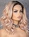 K'ryssma Bob Lace Front Wig Ombre 2 Tone Dark Roots to Light Orange Synthetic Wig Middle Part Wavy Short Wig Heat Resistant