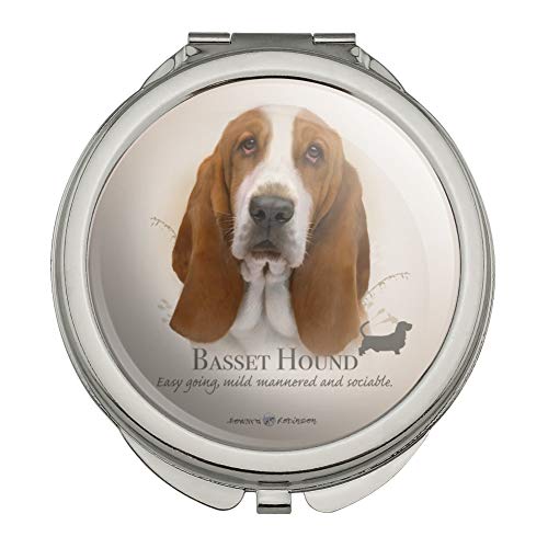 Basset Hound Dog Breed Compact Travel Purse Handbag Makeup Mirror