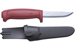 Morakniv Craftline Basic 511 High Carbon Steel Fixed Blade Utility Knife and Combi-Sheath, 3.6-Inch Blade
