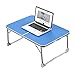 Foldable Laptop Table Lapdesk, RAINBEAN Breakfast Bed Tray, Portable Mini Picnic Desk, Notebook Stand Read Book Holder for Couch Floor, Folding in Half w’ Inner Storage Space, Aluminum Alloy Leg-Bluethumb 2