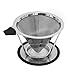 ilFiltro Paperless Pour Over Coffee Dripper - Premium Permanent Reusable and Washable Stainless Steel Coffee Filter Cone and Brewer with Pour Over Cup Stand (2cup)