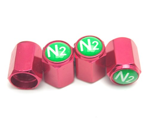 Set of 4 Red Aluminum Wheel/Rim Tyre Tire Valve Stem Dust Caps Fit Universal Nitrogen All Model