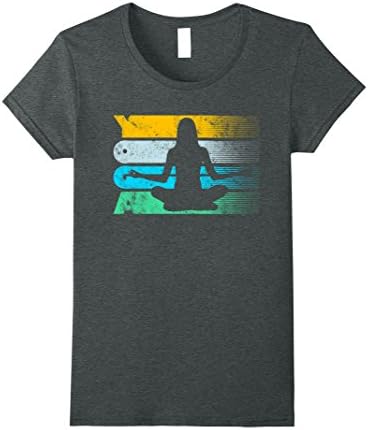 Womens Cool Yoga Vintage Retro Silhouette Distressed Tee Shirt XL Dark Heather