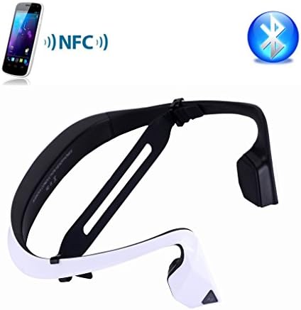 DIGICare Bone Conduction Headphones Bluetooth Headsets Earphone Stereo Music Mic Hearing Aids Ear Release NFC Rechargeable (Elegance White)