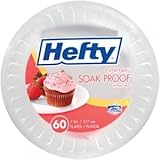 Hefty Soak-Proof Snack Plates | 7 in. Diameter | Soak-Proof & Strong (60 Plates)