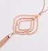 FAERLIIRY Long Tassel Pendant Y Necklace Hollow out Layered Rhombus Leaf Drop Necklace Lariat Chain Jewelry for Women (Rose Gold)