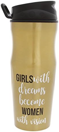Purple Lemonade Travel Mug with No Spill Lid 12.8 oz - Girls With Dreams Become Women With Vision - Gold Collection