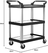 The Workplace Depot 3-Tier Catering Trolley Durable Polypropylene 100 mm Wheels view 9