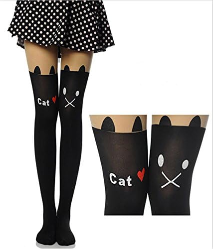 Epiestore Europe Fashion Sexy Women Temptation Fashion Wild Skin Color Black Stitching (Pattern) Stocking Pantyhose With 2 Free Unique Gife As The Picture Show (Cat)