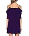 Women's Chiffon Cut Out Cold Shoulder Trumpet Sleeve Spaghetti Strap Dress Top Purple Small
