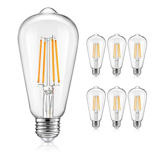 Vintage Dimmable Edison LED Light Bulbs 100W Equivalent, E26 Base ST64