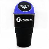Zone Tech Portable Mini Car Garbage Can – Classic Black and Blue Premium Quality Black Universal Traveling Portable Car Trash Can