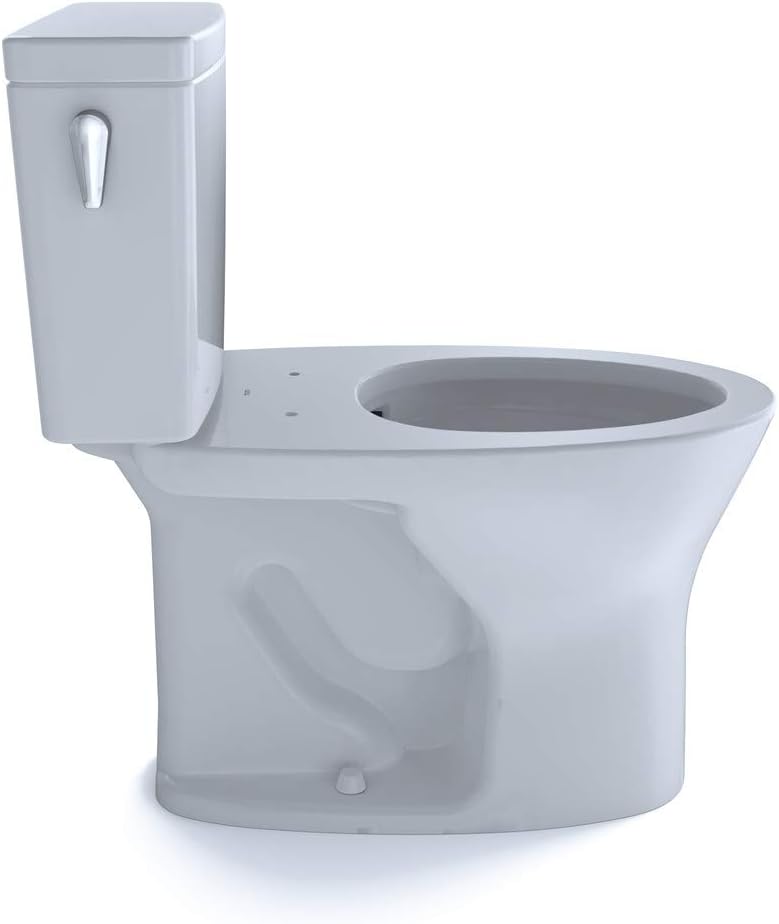TOTO CST746CEMG#01 Drake Two-Piece Elongated Dual Flush 1.28 and 0.8 GPF DYNAMAX TORNADO FLUSH Toilet with CEFIONTECT, Cotton White - - 