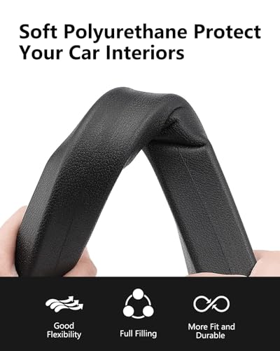 Homaupt Car Seat Gap Filler, 2 Pack PU Leather Fill The Gap Between Seat and Center Console, Seat Crevice Blocker Stop Things from Dropping, Universal Vehicle Interior Accessories Black