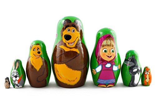 Bear Nesting Dolls Set 7 pcs - Figurines Matryoshka Nesting Doll - Home Decor - Handmade Nesting Dolls Gifts
