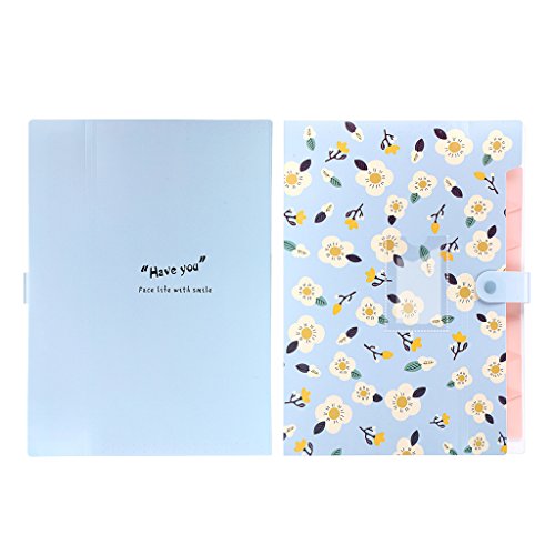 BTSKY Expanding File Folder- Floral A4 and Letter Size Archival File Holder Organizer, 8 Pockets (Blue) - Thumbnail 2