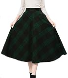 ETCYY Women's Vintage Geometric Thicken Suede Zip Up Midi Plaid Skirts