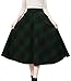 ETCYY Women's Vintage Geometric Thicken Suede Zip Up Midi Plaid Skirts