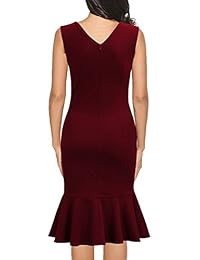 WOOSEA - Vestido de media pantorrilla para mujer, elegante, vintage, sin mangas, delgado, sirena